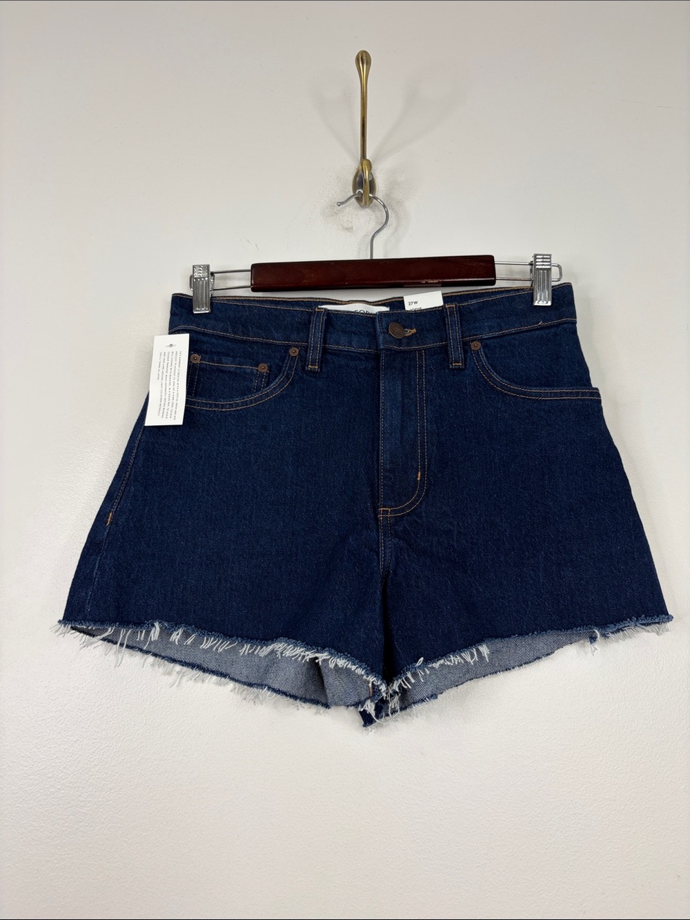 New Denim Forum Jean Shorts Womens 27 Dark Blue Jodie Hi Rise Mini Cut Offs
